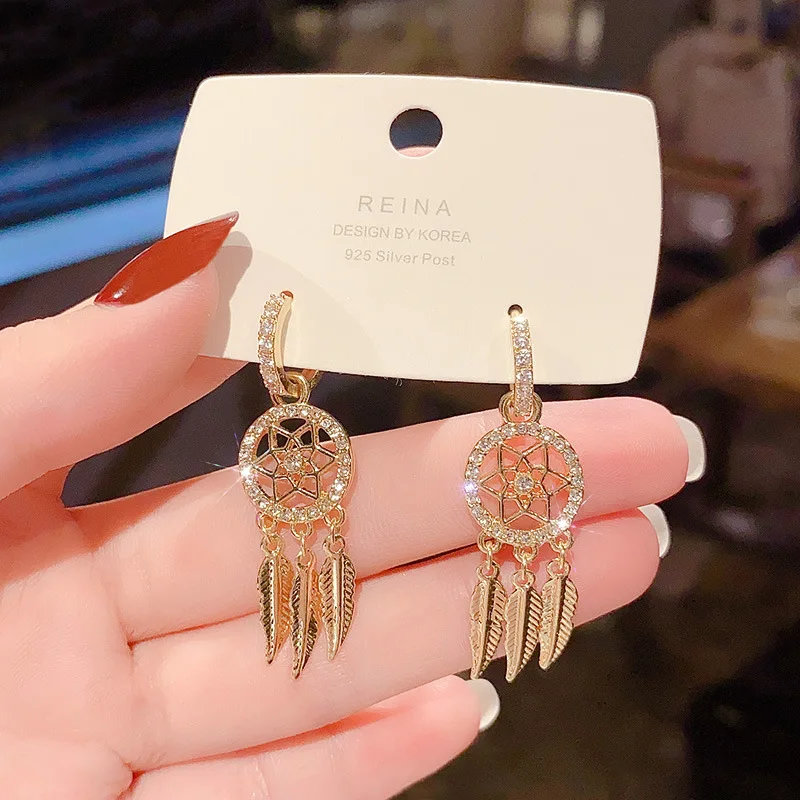 

New Korean Fashion Jewelry Statement Earrings Dream Catcher Earrings Retro Hong Kong Style Earring Women Party Gift