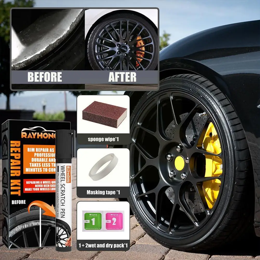 

Universal Black Paint Car Alloy Wheel Repair Adhesive Kit General Purpose Black Paint Fix Tool For Car Auto Rim Dent Scratc A4I2