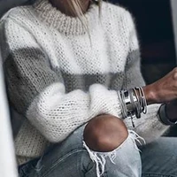 2021 women temperament sweater autumn and winter loose casual fashion mohair round neck pullover knitted sweater women clothing