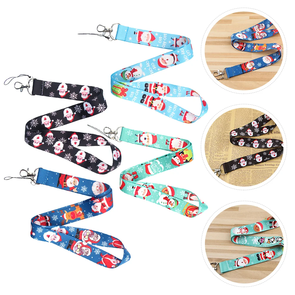 

Lanyard Holder Badge Id Christmas Strap Necklanyards Keychain Xmasstudent Key Name Reels Rope Holiday Santa Stringwomen Custom