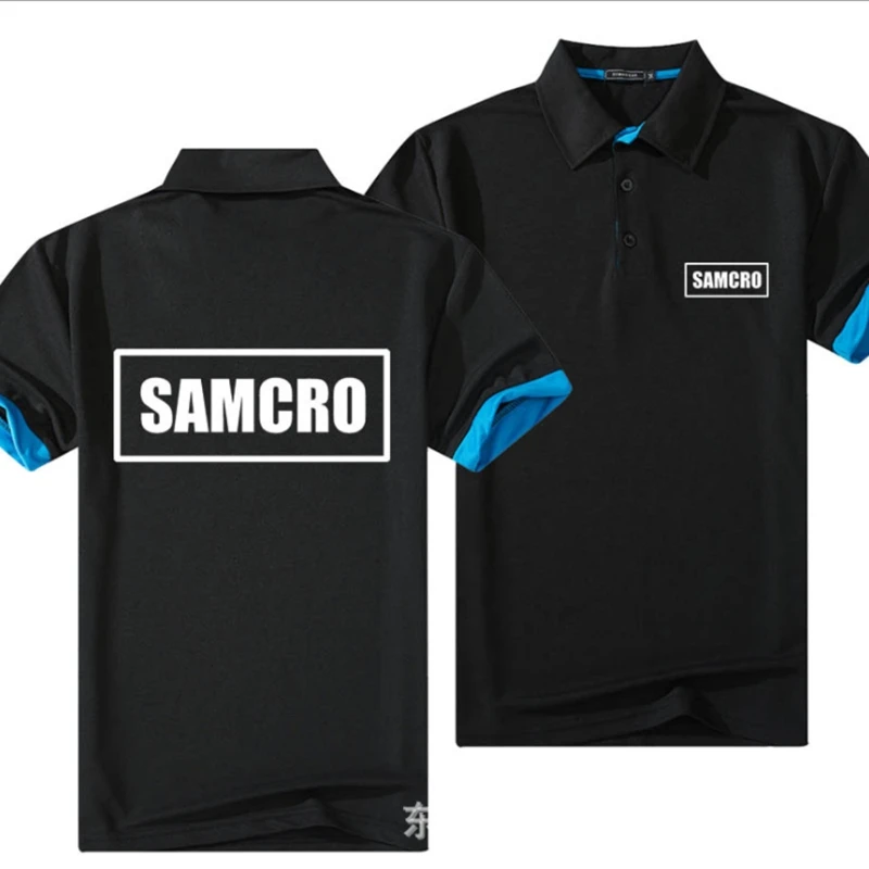 

Marke für SAMCRO Polo Shirt Männer Baumwolle Kurzarm T Shirts Mens Casual Sommer Atmungs Einfarbig Polos hemd