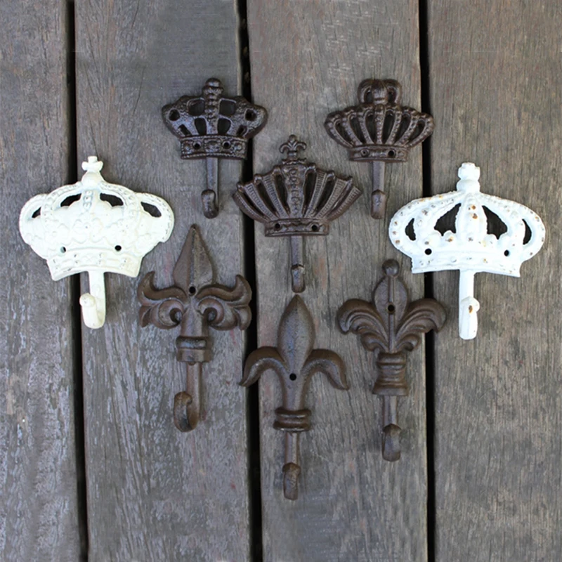 

European crown series retro cast iron wrought clothes hook coat decorative wall decoration