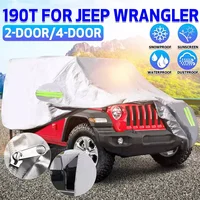Car Cover For JEEP Wrangler 2 Door/4 Door 190T Waterproof Anti UV Sunshade Dust Protector Cover Silver Automobile Cover