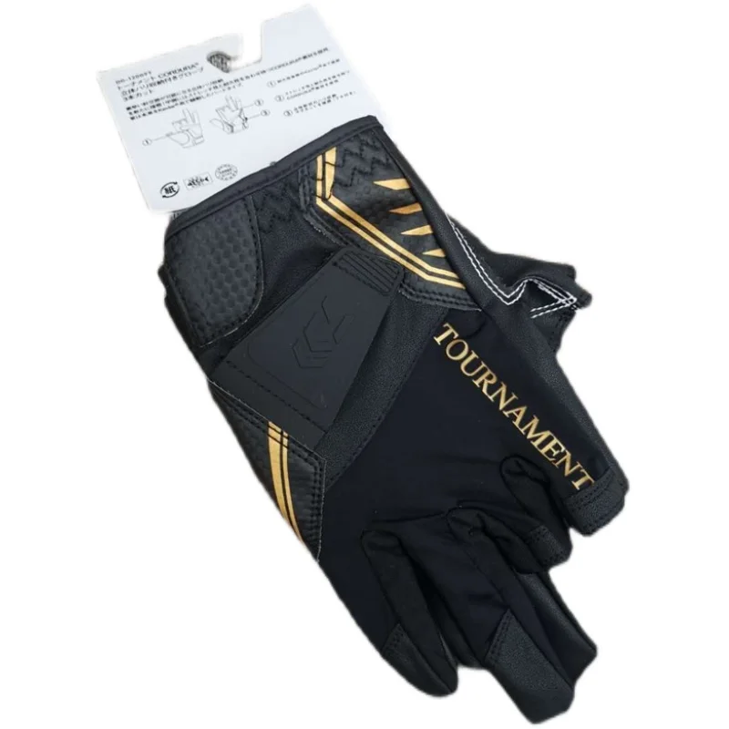 Daiwa Anti Slip Leather Fishing Gloves Three Finger Cut UV Protection Kayaking Gloves Outdoor Sports Camping Hiking Fishing Wear