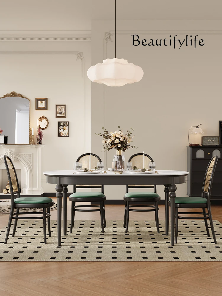 Современный французский стиль черный ретро каменная тарелка обеденные столы и