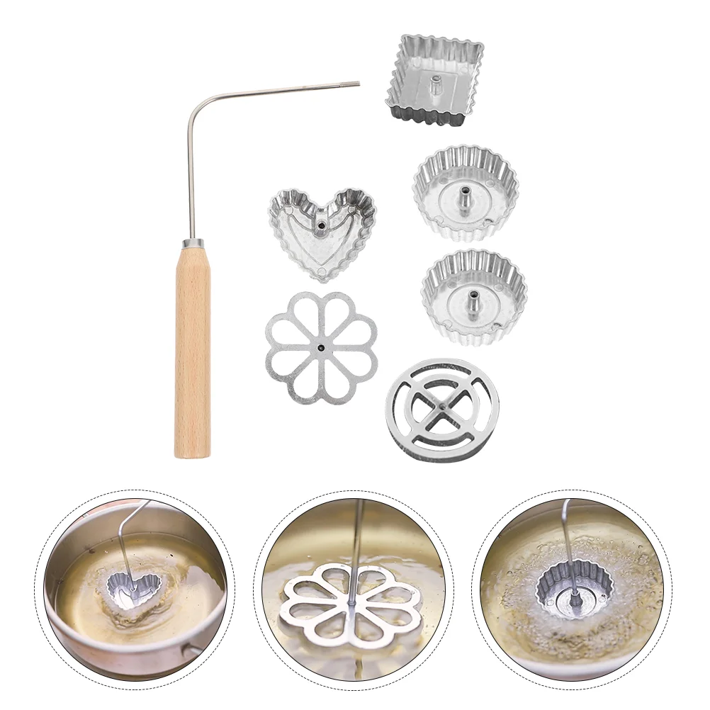 

Rosette Mold Swedish Iron Timbale Maker Wafflecookie Set Flower Handle Bunuelos Frying Moldsspanish Pizzelle Fried Heads
