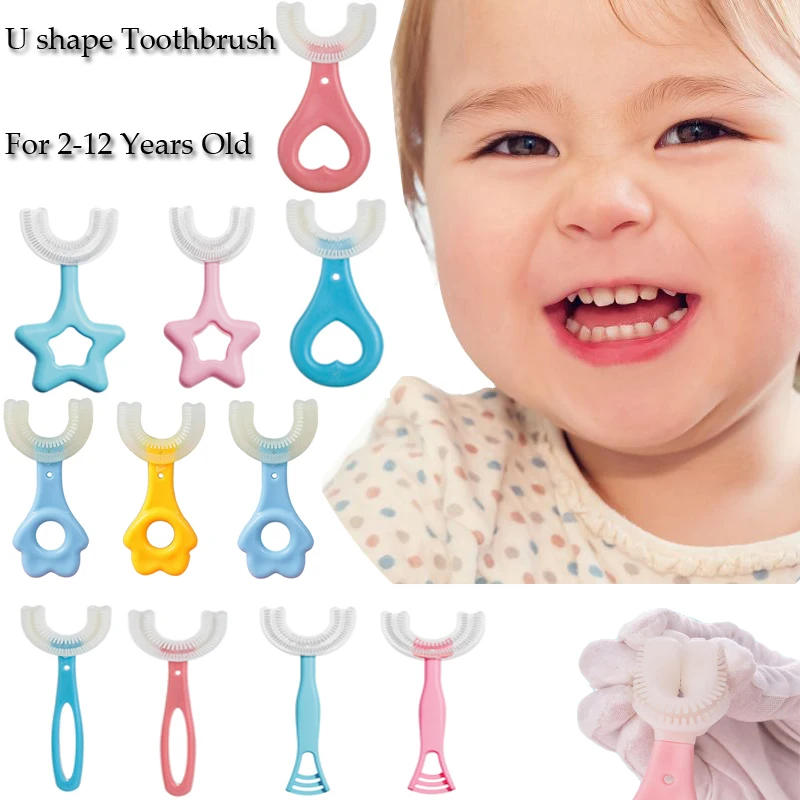 

Kids Toothbrush U-Shape Infant Toothbrush with Handle Silicone Oral Care Cleaning Brush for Toddlers Ages 2-12 Drop Shipping