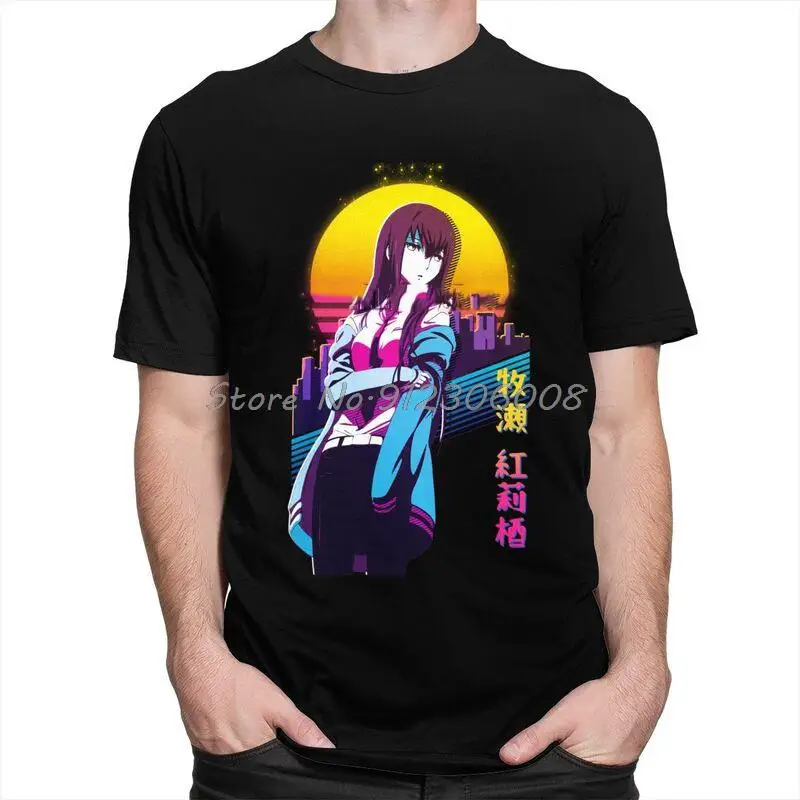 

Men's Steins Gate Kurisu Makise T-Shirt Graphic Japanese Manga Anime Tshirt Short Sleeve Unique T Shirt Cotton Tee Gift