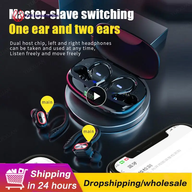 

Hanging Headphone Waterproof Ear Headset Voice Assiatant Sport Earbuds With Charging Case Stereo Wired Earbud Headset Headphones