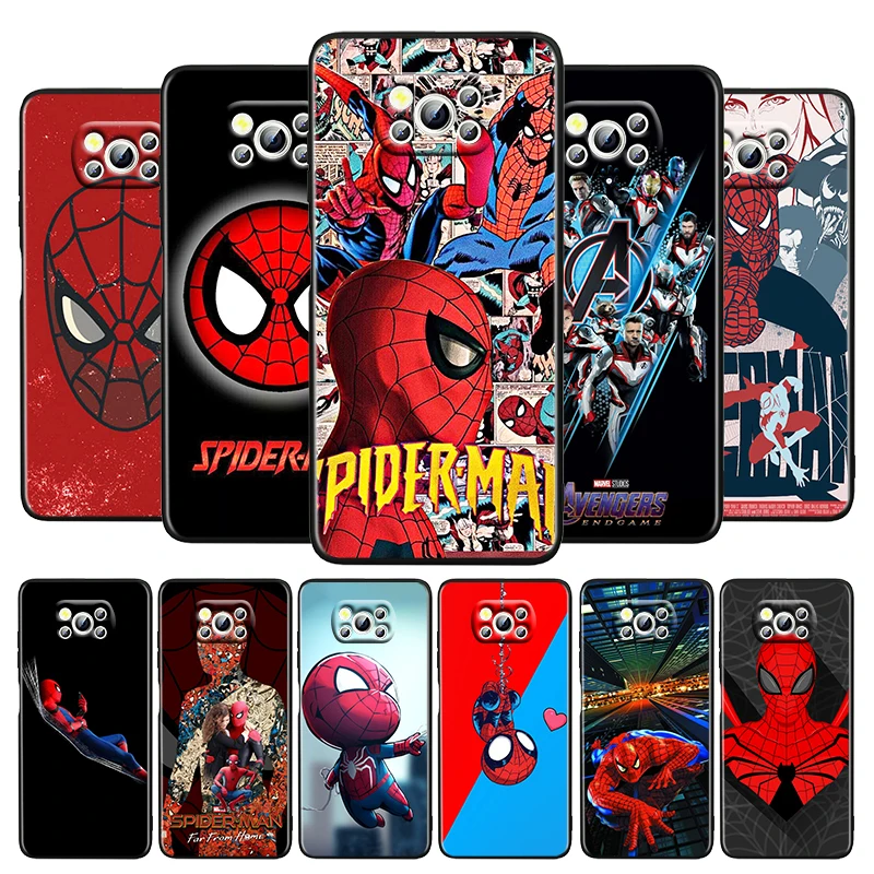 

Avengers Spiderman Marvel For Xiaomi Poco M4 X3 F3 GT NFC M3 C3 M2 F2 F1 X2 Pro Mi Mix3 Silicone TPU Black Phone Case Funda Capa