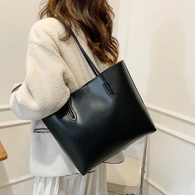 Fashion Solid Big Tote Bag For Women Designer Fashion Luxury Soft Pu Leather Handbags And Purse Messenger Bag-tote Crossbody Bag