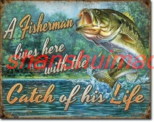 Винтажная металлическая жестяная вывеска для рыбалки забавная рыбалка дома бара