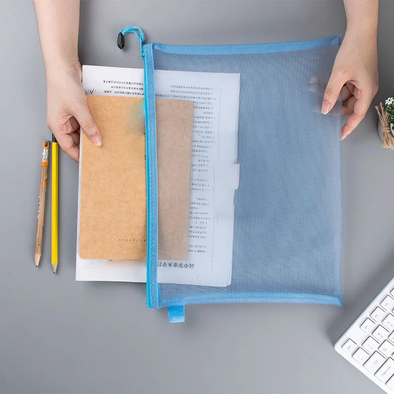 

1Pcs A4/A5/A6 Mesh Zipper Pouch Clear Document Bag Book File Folders Stationery Pencil Case Storage Bags