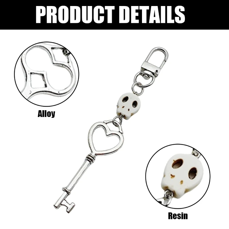 Стильный брелок с головкой-скелетом изящный в форме сердца для любителей моды