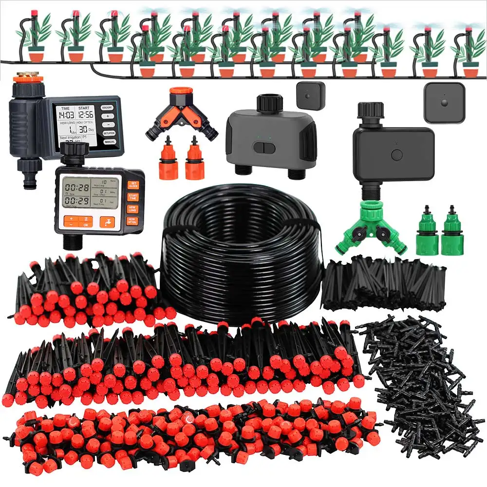 

Комплект автоматической системы полива 50-5 м, распылитель, регулируемый спринклер 13 см, умный таймер, комплект для полива теплицы и двора