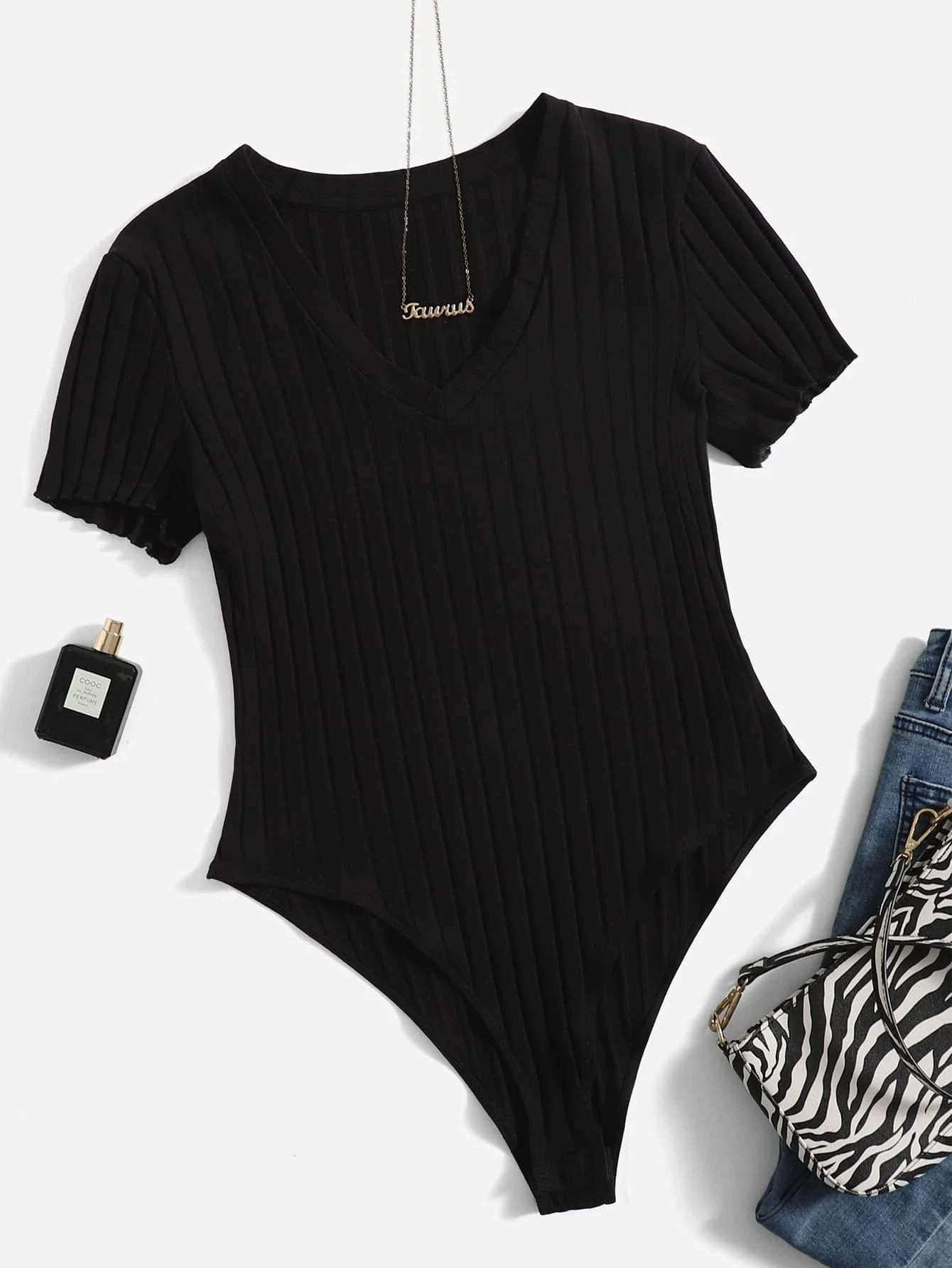 

y2k Ribbed Knit Lettuce Trim Bodysuit