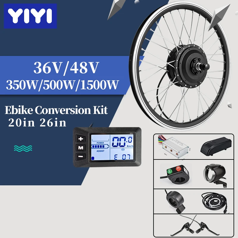 

YIYI G51 20/26in E bike Conversion Kit Hub Motor Wheel Kit 36V 48V 350W 500W Front Rear Wheel E bike Conversion Kit