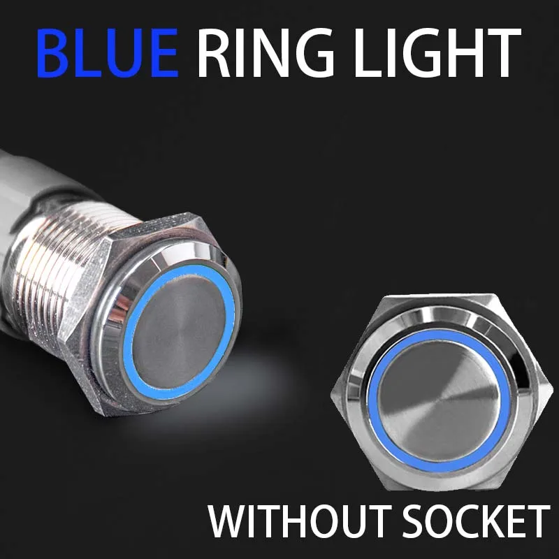 

2NO2NC 16/19/22 мм водонепроницаемый металлический кнопочный переключатель светодиодный светильник мгновенный выключатель питания двигателя автомобиля 3/6/12/24/220 В серебристый 1NO1NC