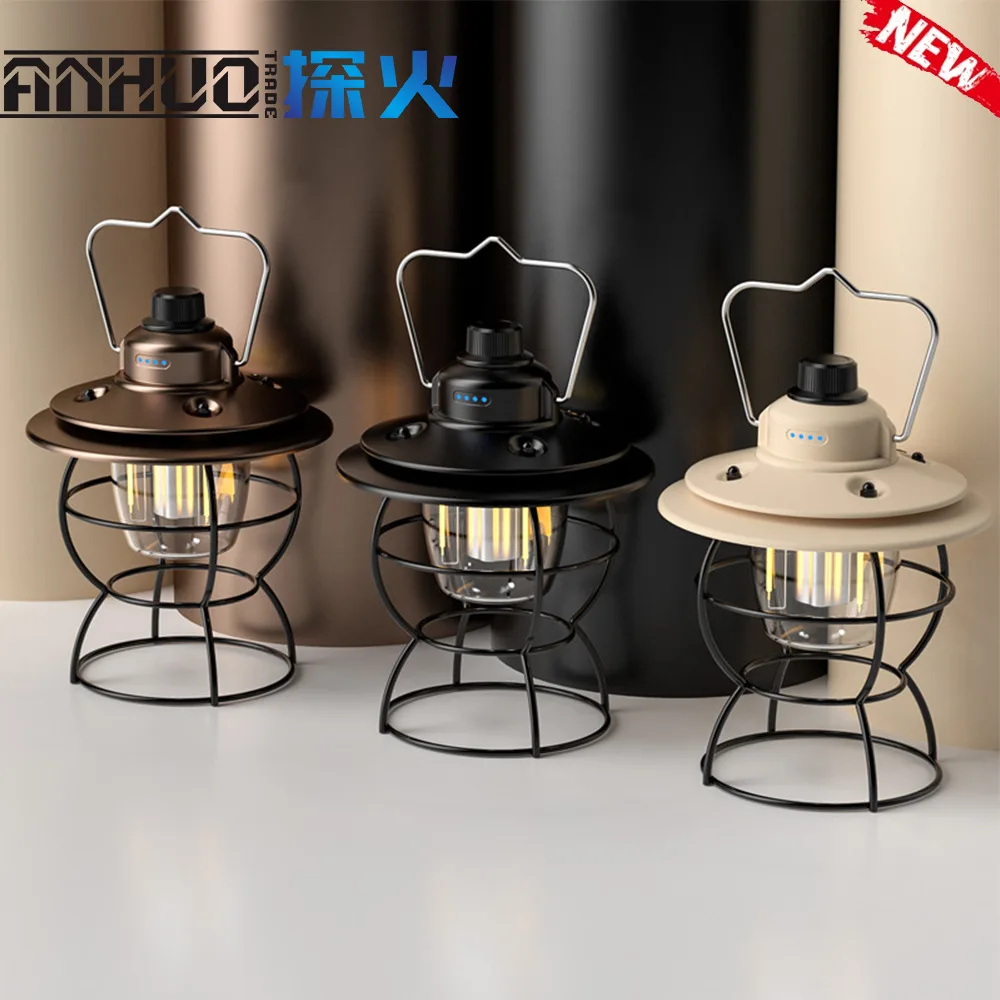 Outdoor Multi-functional Camping Tent Lamp Retro Camping Lamp Camp Atmosphere Portable Warm Light Wholesale