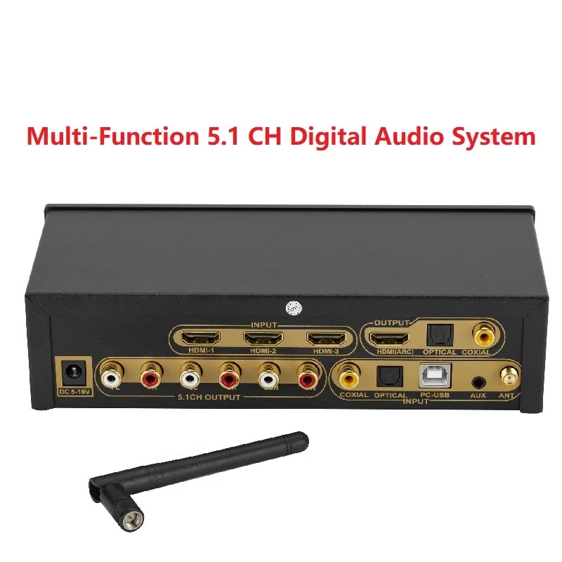 5.1CH  Audio Decoder Bluetooth 5.0 4K60Hz HDMI 2.0 Switcher 3 In 1 Out ARC Converter PC-USB DAC DTS AC3 5.1 Digital Audio System