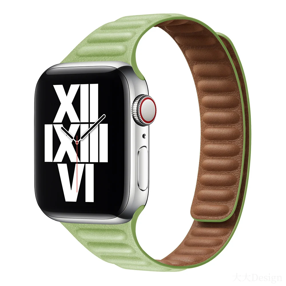Ремешок кожаный для Apple Watch Band 7 6 SE 40 44 мм роскошный тонкий магнитный браслет IWatch 41