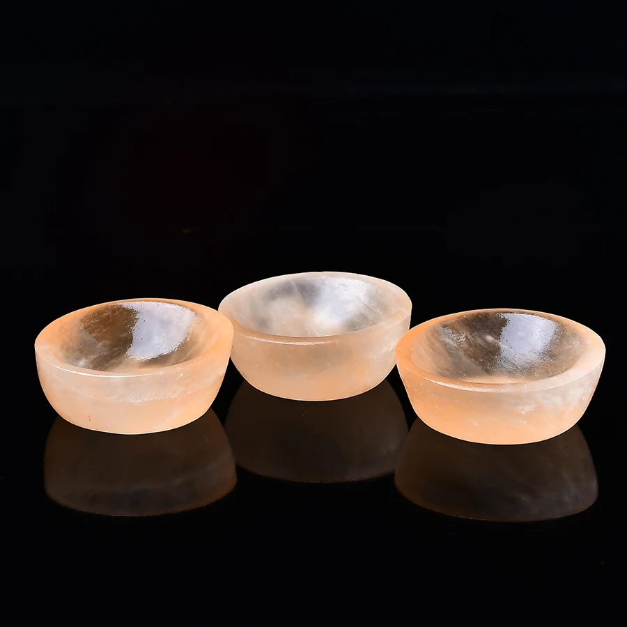 Натуральная оранжевая чаша из селенита ручная резная зарядная тарелка для