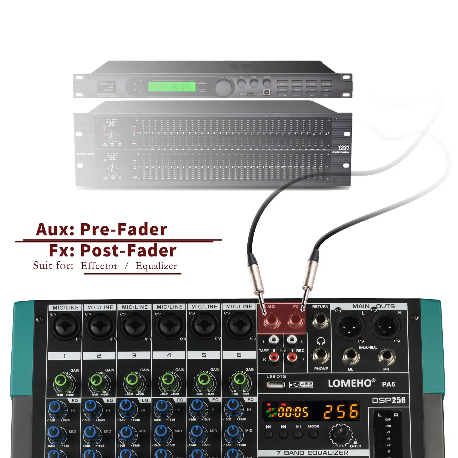 LOMEHO 6-канальный микшерный пульт BT 24 бит 256 DSP звуковой стол Бесшумная функция аудио