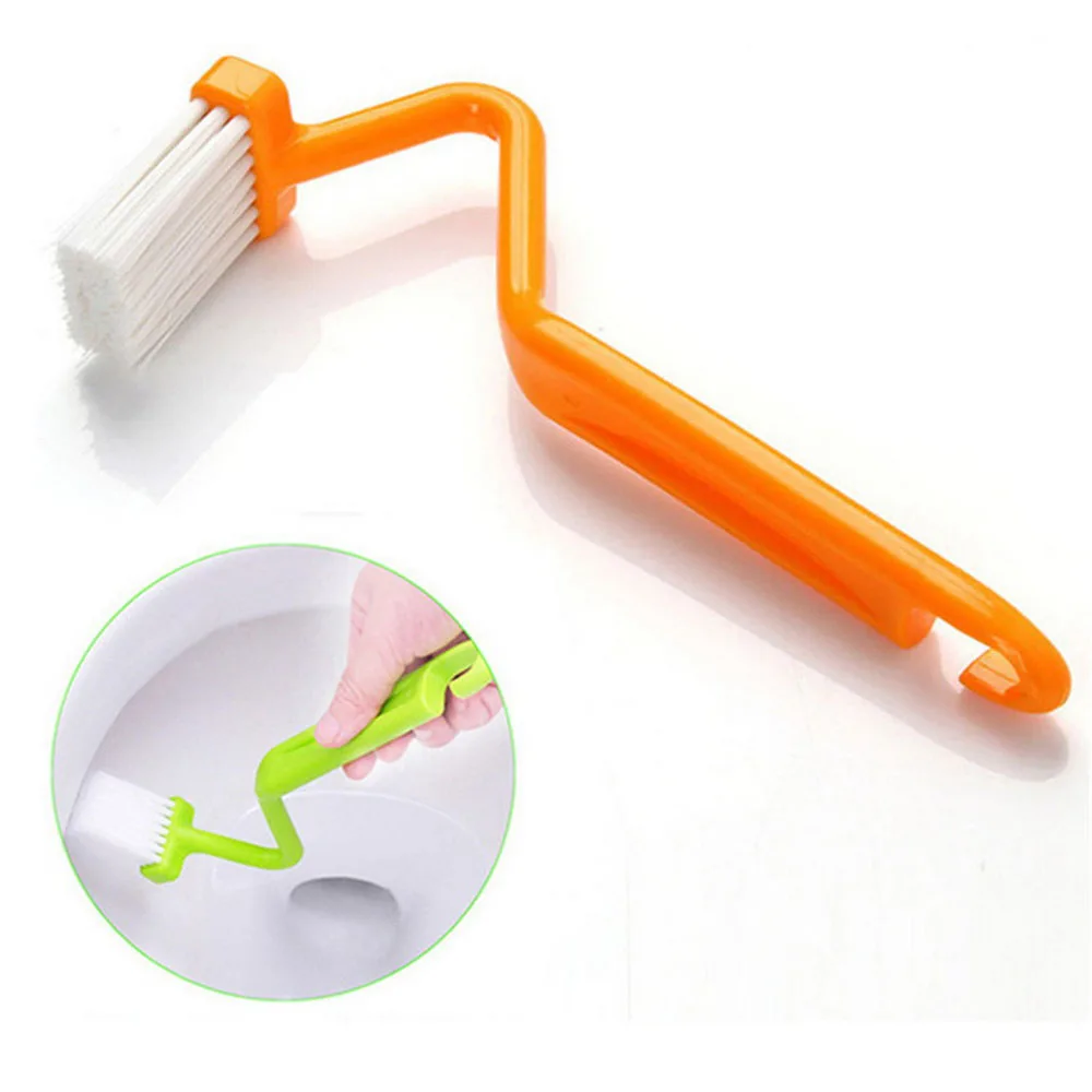 

V Shape Toilet Cleaning Brush Portable Toilet Brush Scrubber Curved Clean Side Bending Handle Corner Brush Random Color