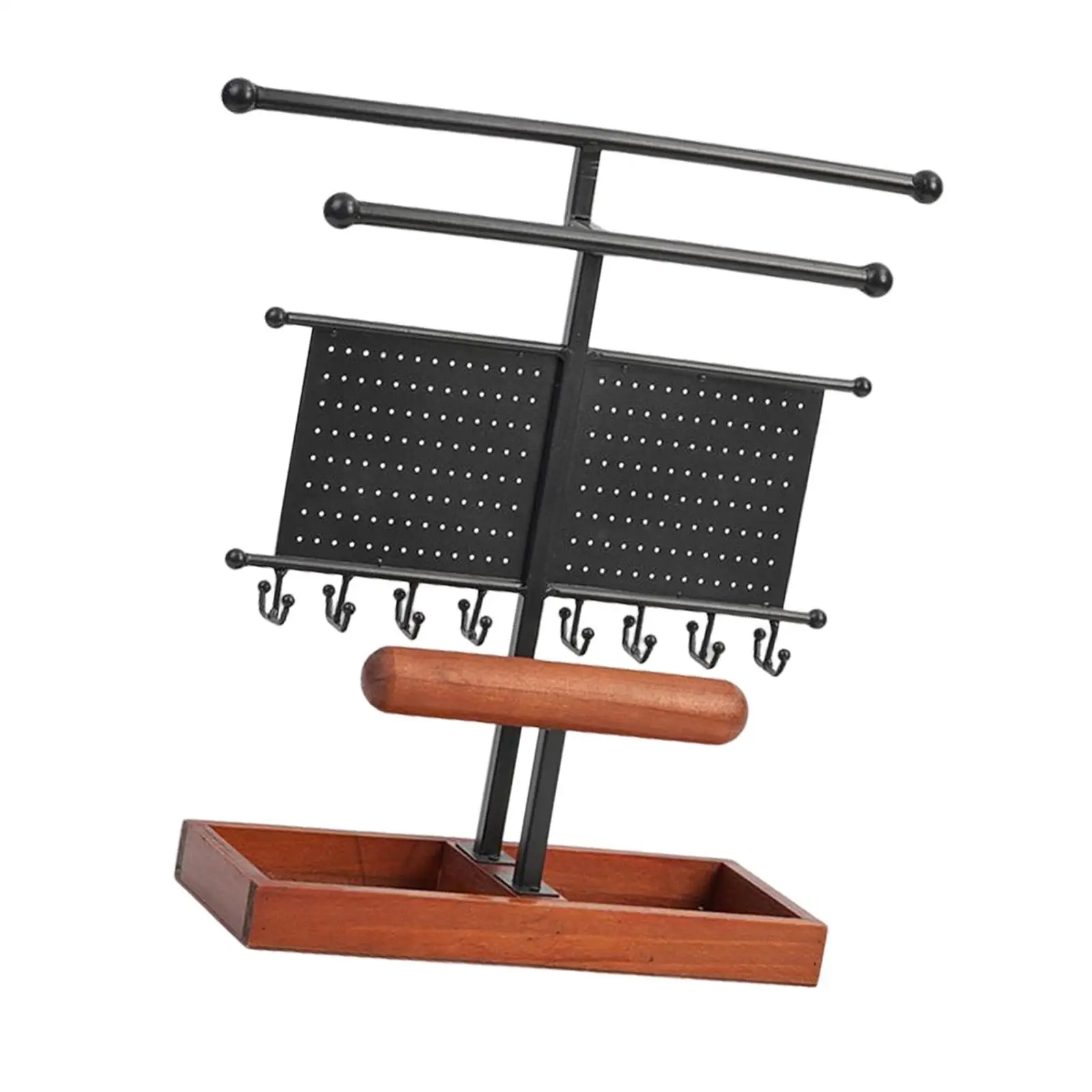 

Jewelry Earring Display Holder with Wooden Base Ear Studs for Chain Necklace