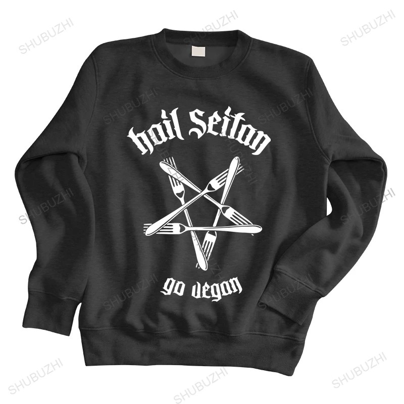 

men autumn sweatshirt black hoody casual streetwear Hail Seitan Go Vegan Funny hoodies brand spring hoodie