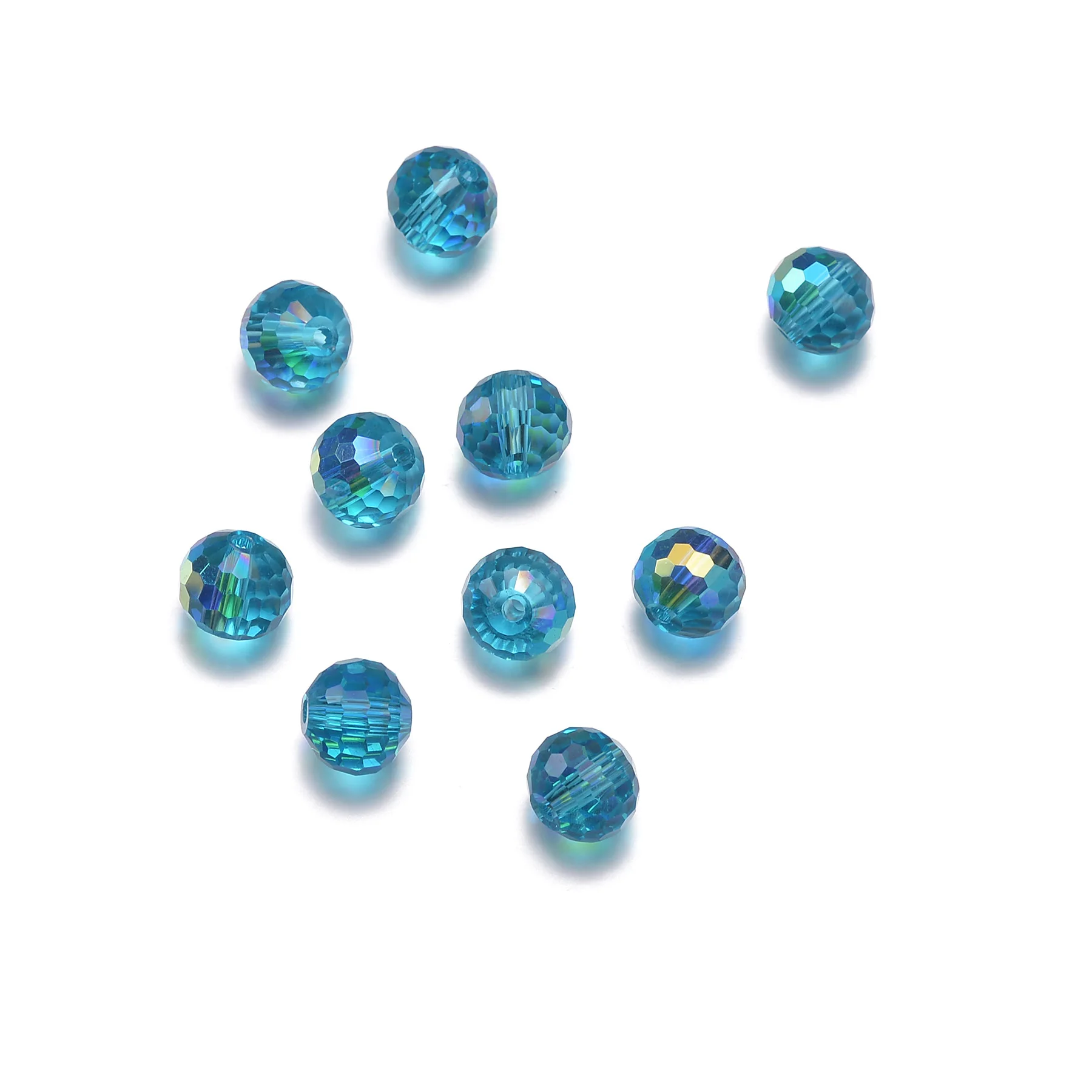 20pcs Crystal Glass Blue Round Beads Cut Faceted Beads DIY Handmade Bracelets Necklace Jewelry Accessories Wholesale