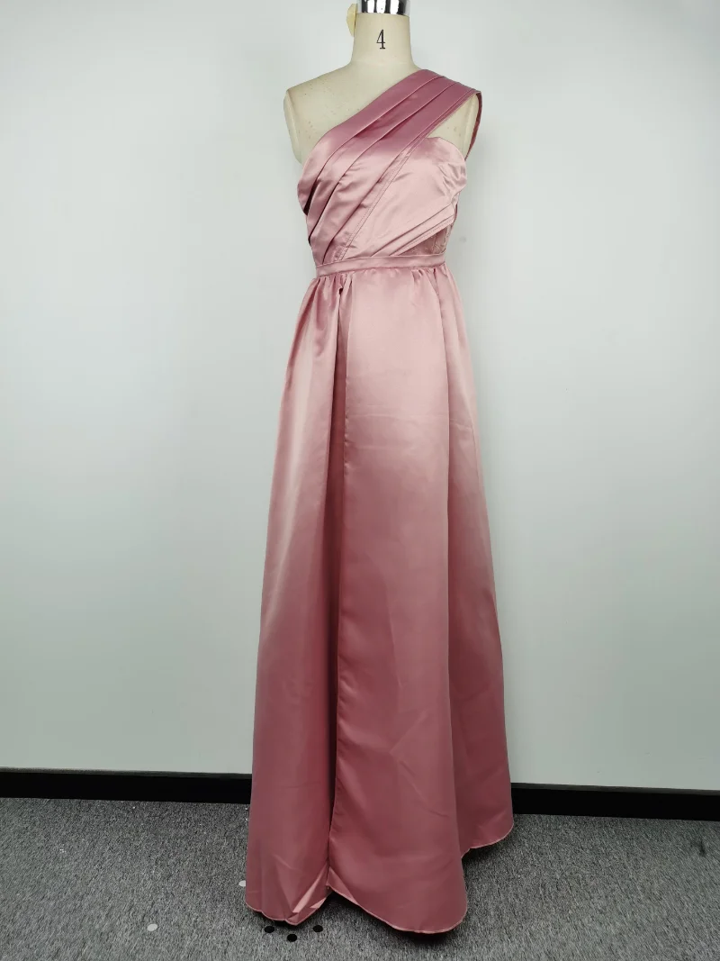 Sexy Prom Dress for Women Vintage Split Slanted Shoulder Long Skirt A-line Vestidos Evening Party Clothing Woman Solid Dresses