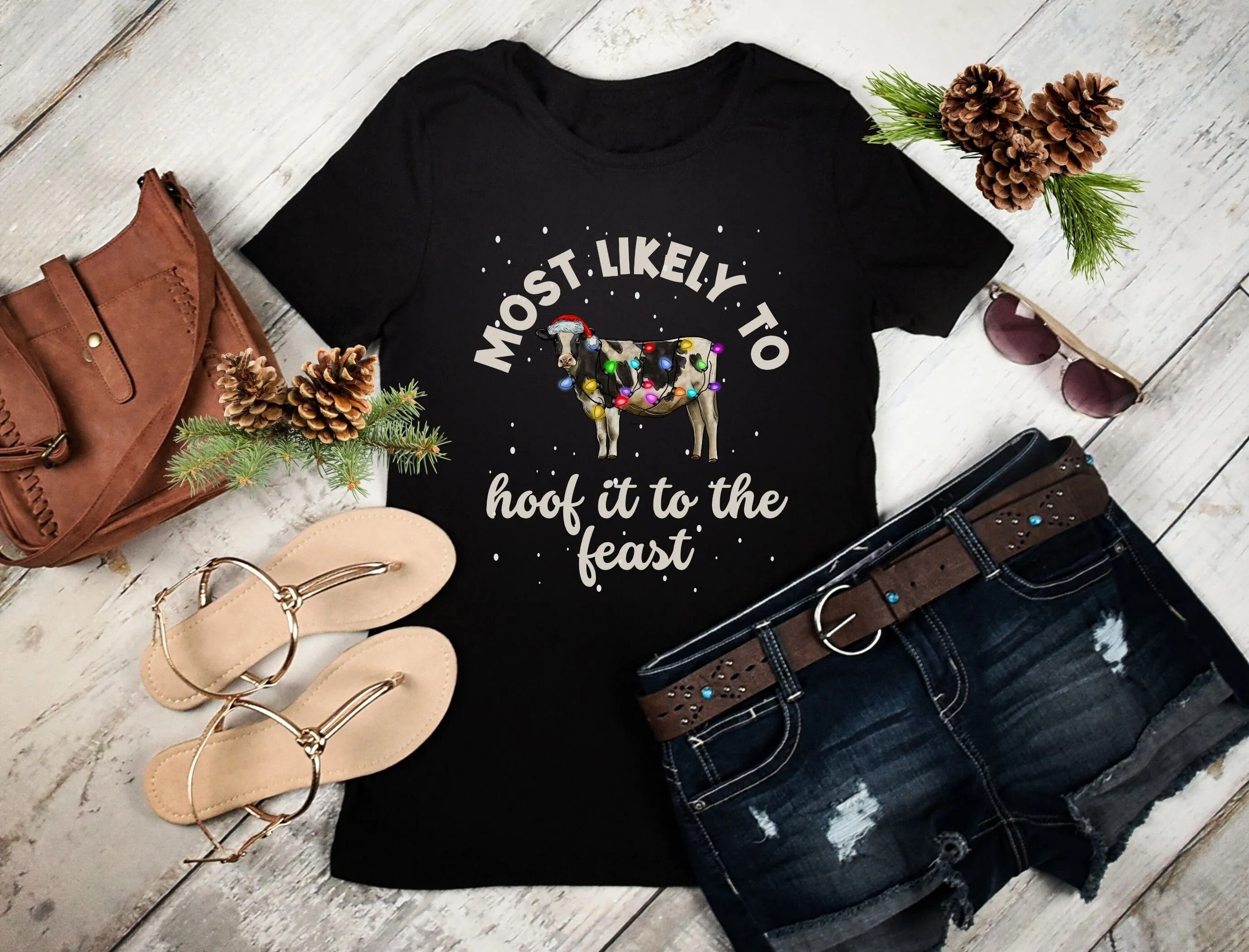 Корова говяжья самая любимая семья одинаковые рождественские пижамные футболки