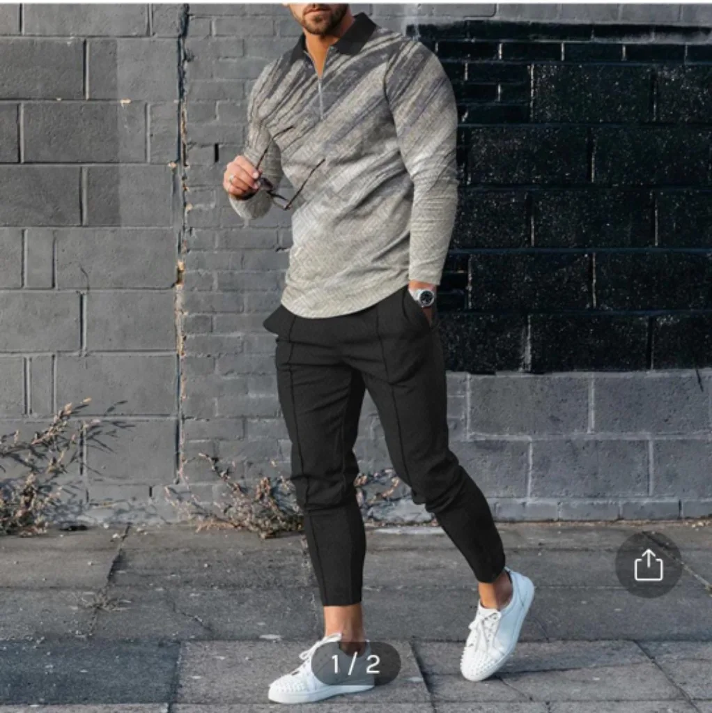 

Brand 3d Printing Set Men's Long Sleeves T-shirt+Pants 2Pcs Sets Male Tracksuit Sportwaer Jogger Outfit Suit Fashion Men Clothes