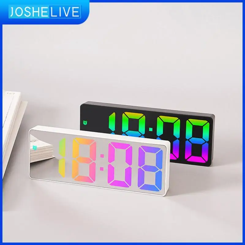 

Multi-function Clock Multiple Modes Digital Display Desktop Alarm Clock Household Mute Intelligent Numbers Mirror Led Bedside