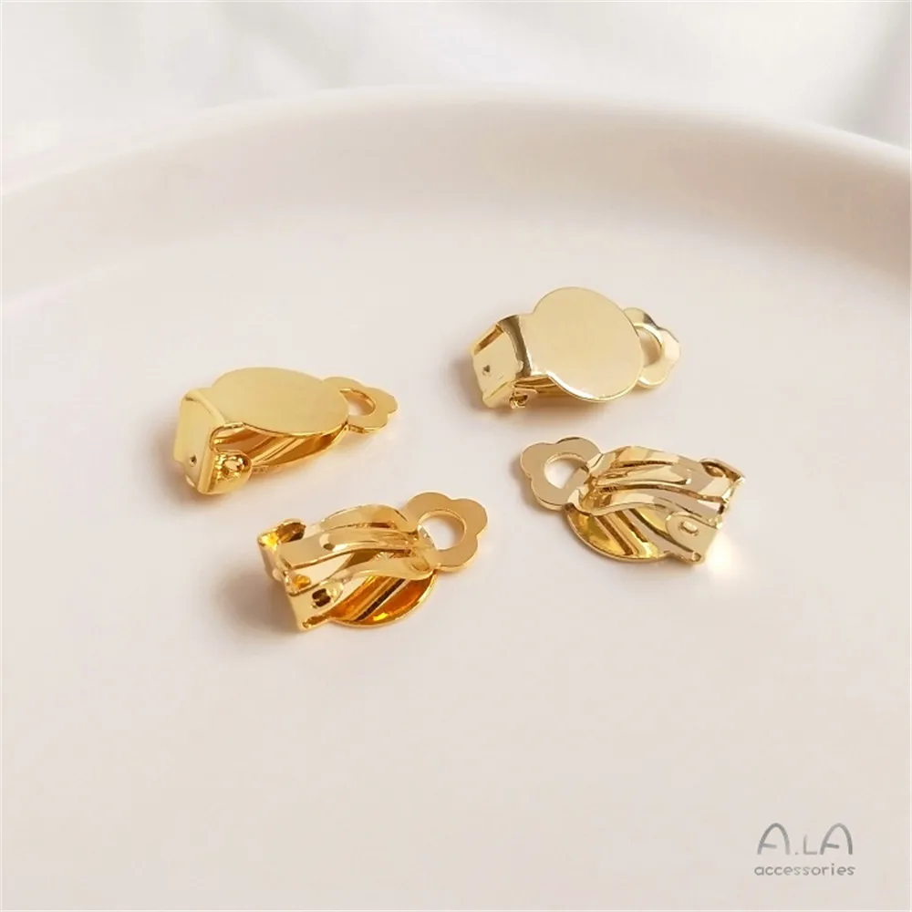 Купи 14K gold-plated patch ear clips copper plated 18K gold earrings without ear holes accessories diy handmade ear jewelry materials за 52 рублей в магазине AliExpress