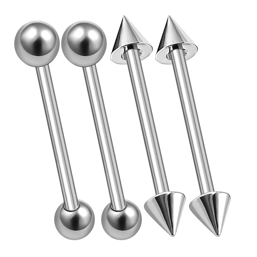 

4Pcs Surgical Steel 14G Barbell Piercing Earrings Jewelry Eyebrow Daith Cartilage Tragus Rook Ball Cone More Choices