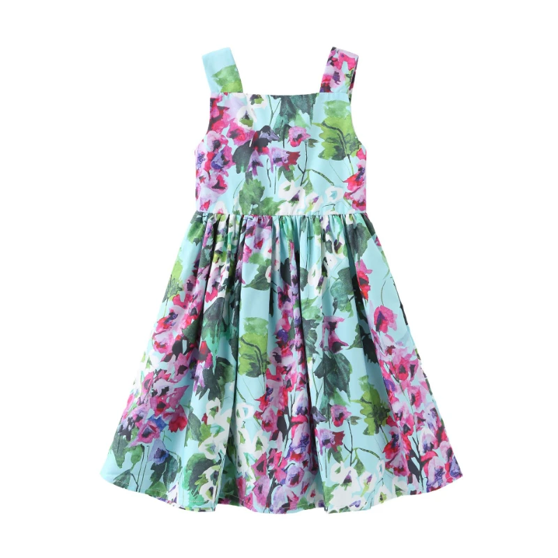 

2023 Girls Dresses 100% Cotton Summer Bohemian Printed Slip Dress 2-10Y Baby Girl Clothes Kids Casual Holiday Vestidos