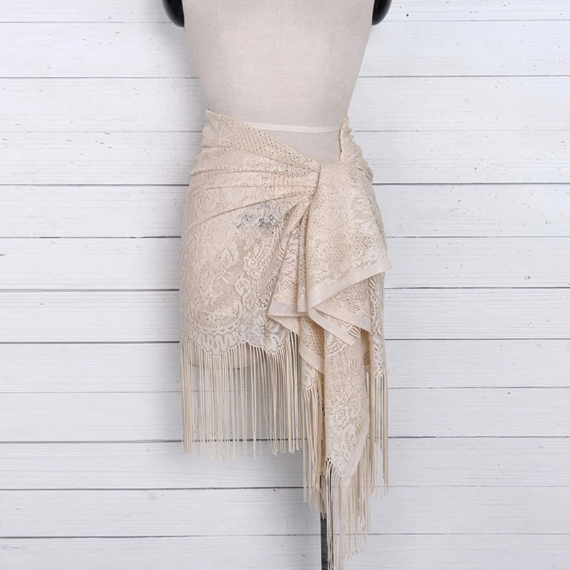 

Beach-Sarong-Pareo for Womens Lace Semi-Sheer Swimsuit Cover-Ups Side Tie Long Wrap Skirt for Swimwear Bathing Suit