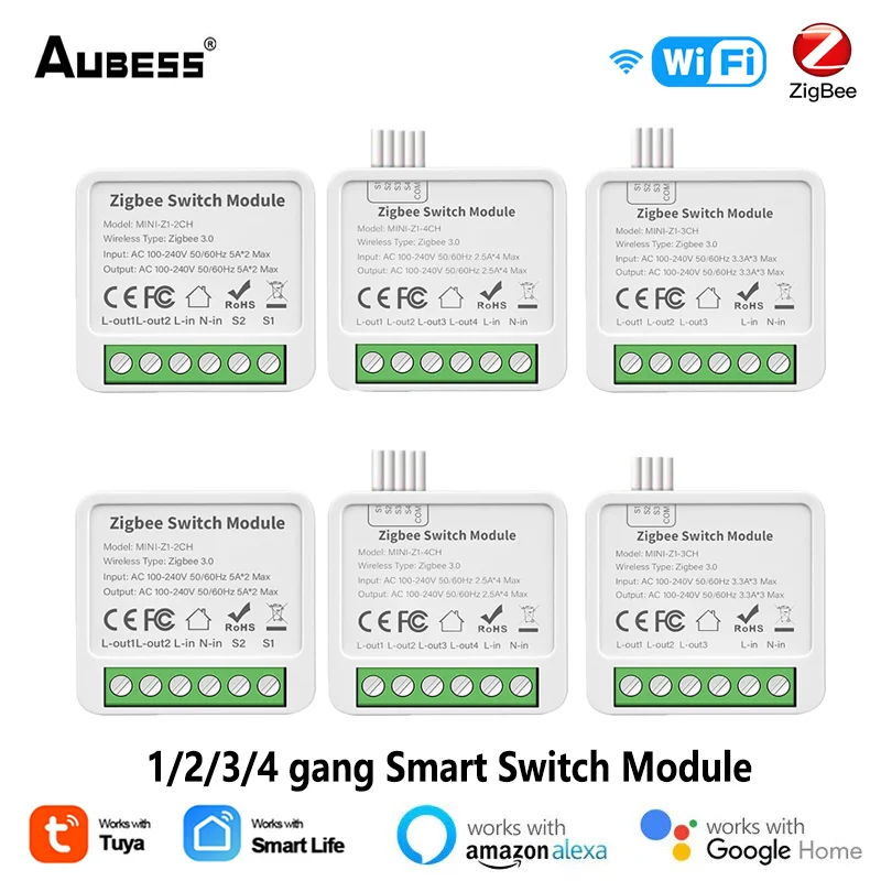 

Tuya WiFi Zigbee DIY Smart Switch 1/2/3/4 Gang 2 Way Control Smart Home Automation Module Work With Alexa Google Home Smart Life