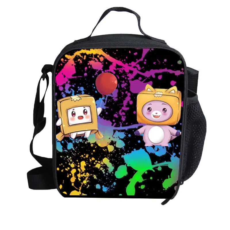 

Elementary and Middle School Students Outdoor Travel Ice Bag Lunch Bag Lankybox Cartoon Printed School Bag Shoulder Bag