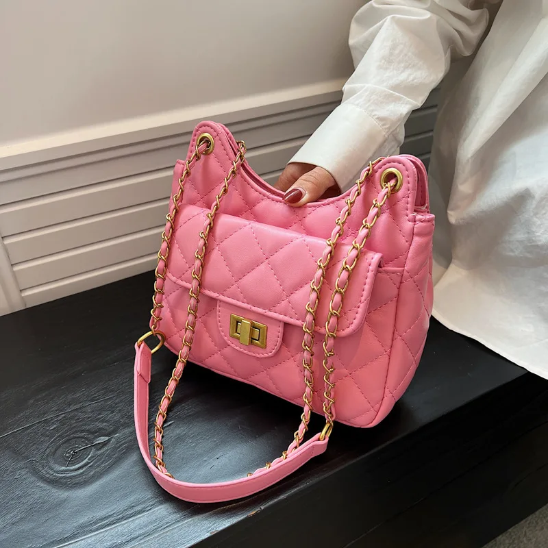 

High Quality Leather Embroidery Thread All-match Small Square Bag2022new Fashion Ladies Braided Chain One Shoulder Messenger Bag