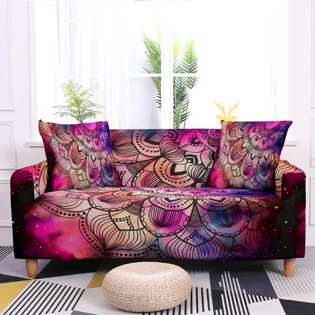 

Mandala Bloem Print Elastic Sofa Cover All-Inclusive Sofa Cover For Living Room Stretch Slipcover Armchair Corner Sofa Slipcover