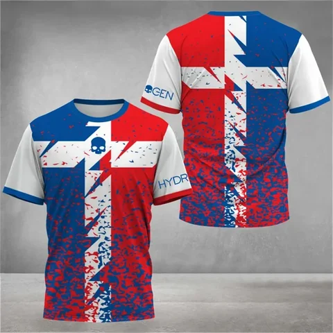 Забавная футболка с круглым вырезом с 3D принтом черепа, мужская модная футболка с градиентом Tie Dye Harajuku, спортивная футболка для активного отдыха, тенниса, с коротким рукавом, свободная футболка