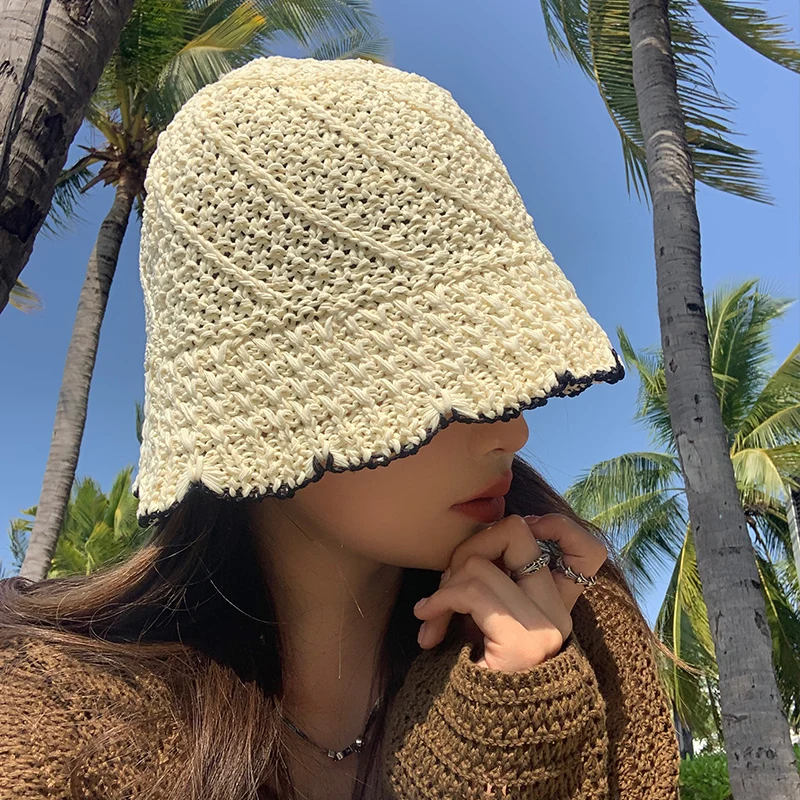 

Новинка 2023, плетеная Панама с маленьким лицом, летняя дышащая шляпа от солнца с отверстиями, рыбацкая Кепка, японские Ретро шляпы для умывальника для женщин