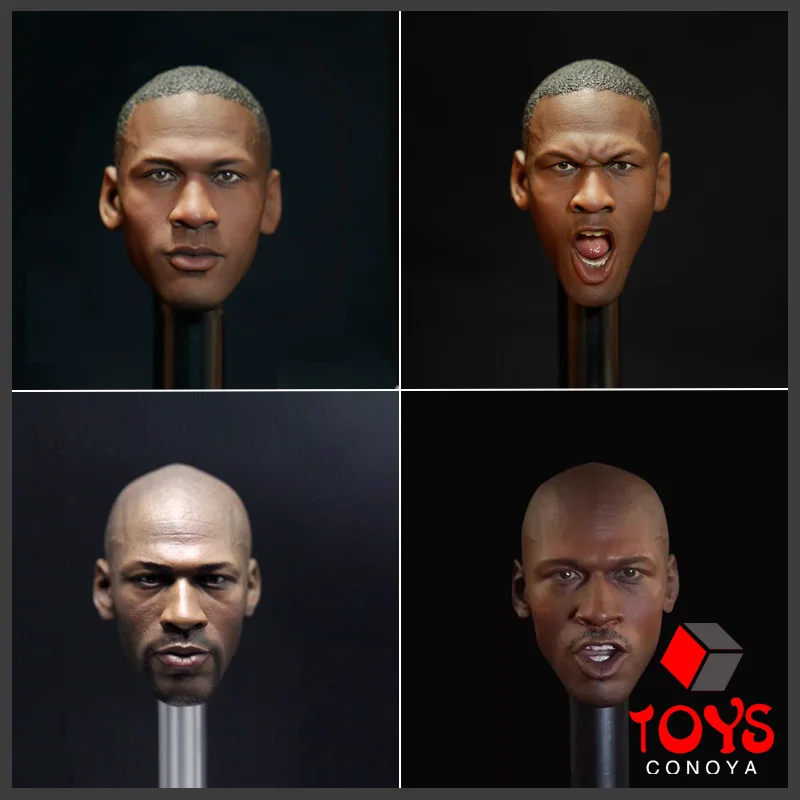 

1/6 Basketball Star Michael Jordan Male Head Sculpture Carving Model For 12inch Action Figure Body