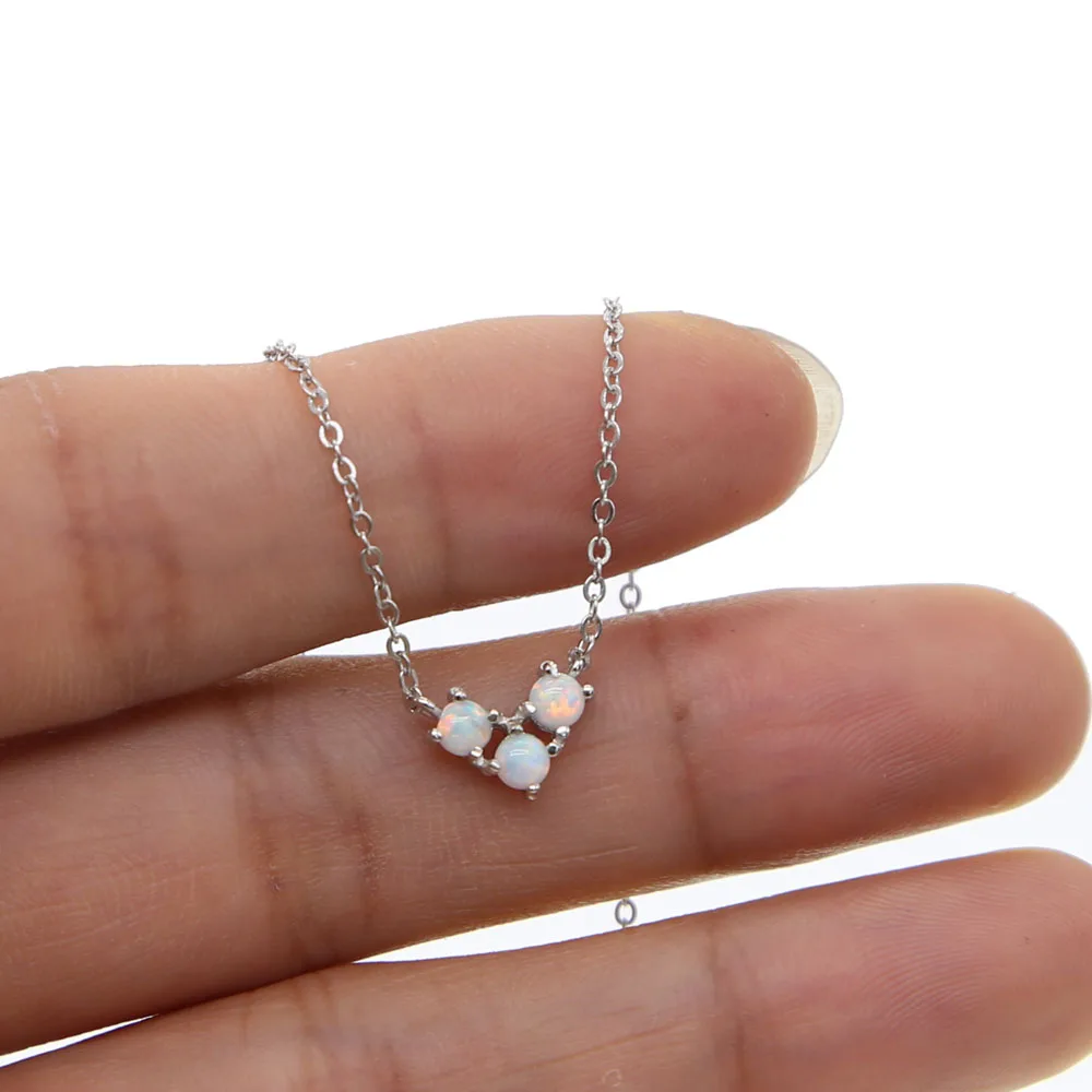 Женское серебряное ожерелье-цепочка из 3 шт. огненного опала