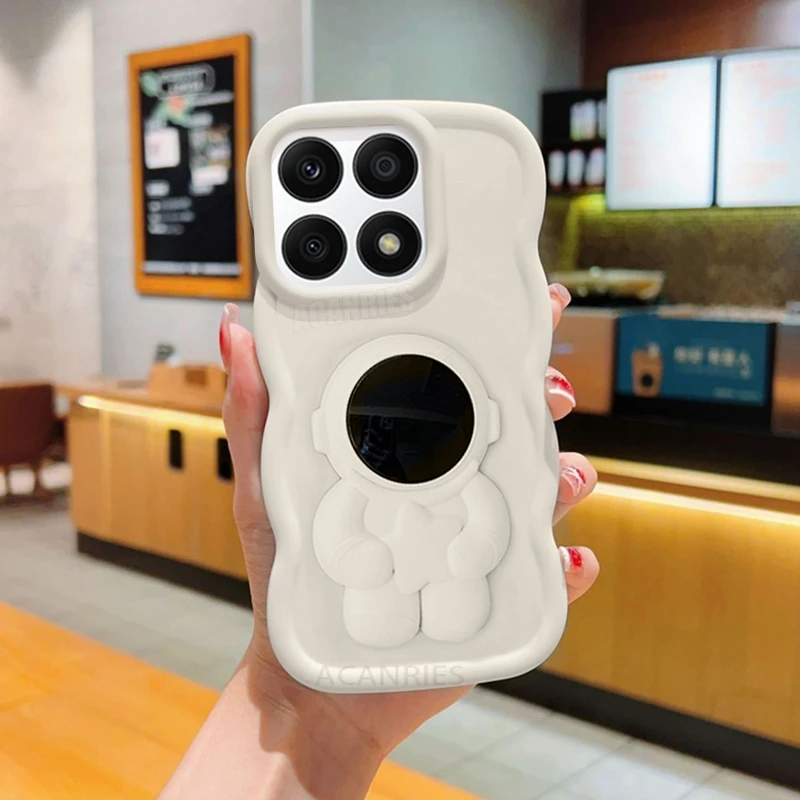 Honorx8 Держатель астронавта Волнистый силиконовый чехол для Huawei Honor X8 X8a X6 4g 5g X7 X7a X7b
