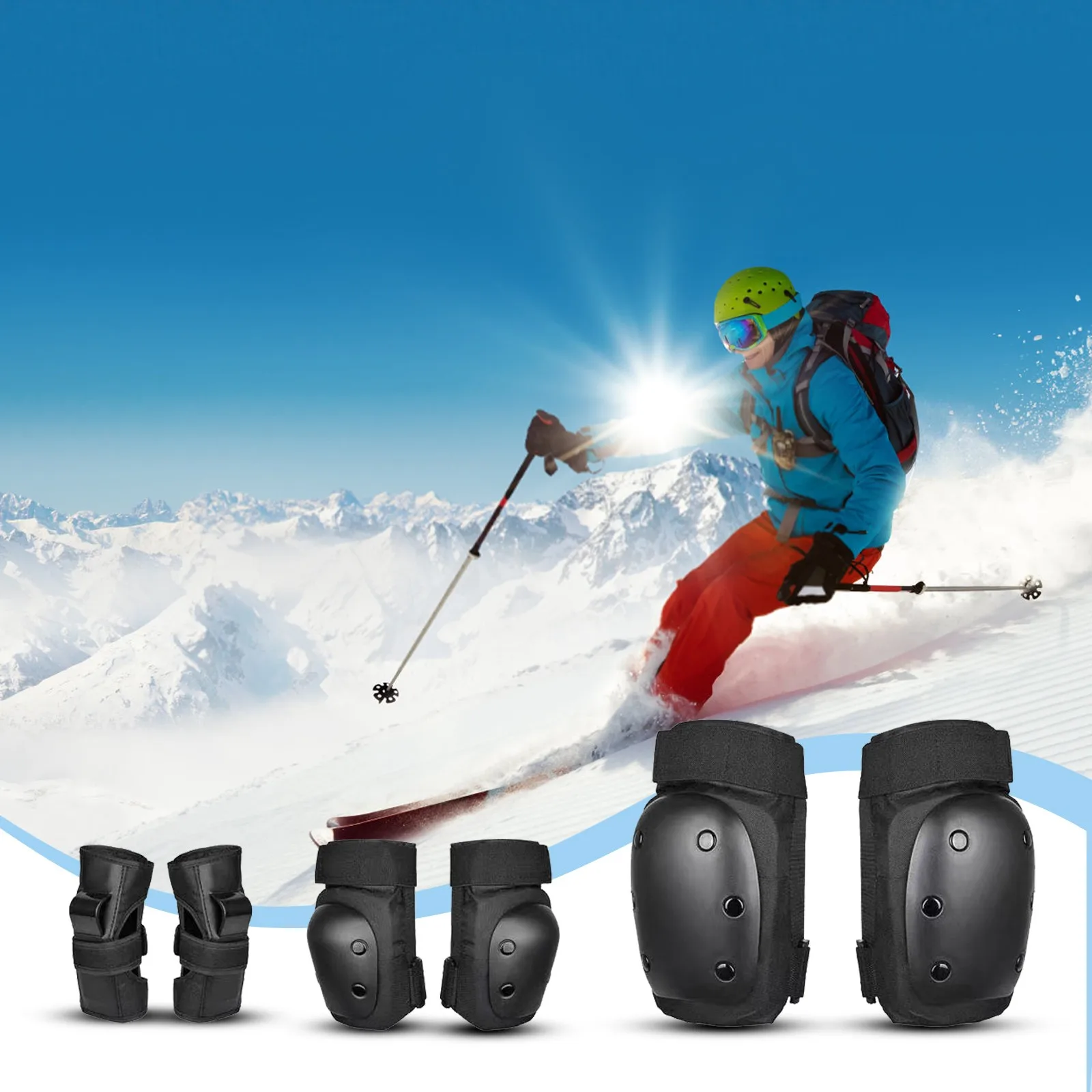 

Mtb Motorcycle Knee Pads Elbow Protection Set Motocross Snowboard Racing Ski Roller Body Protective Suit Kneepads Adult