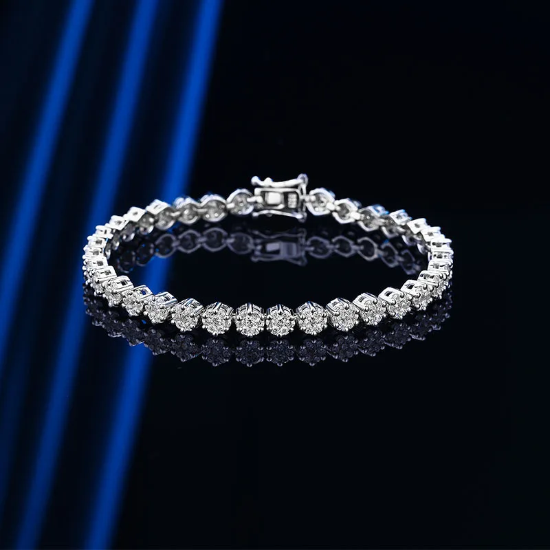 

New fashion trend girls niche design high-end S925 silver inlaid 5A zircon 1.5mm full diamond exquisite girlfriends bracelet